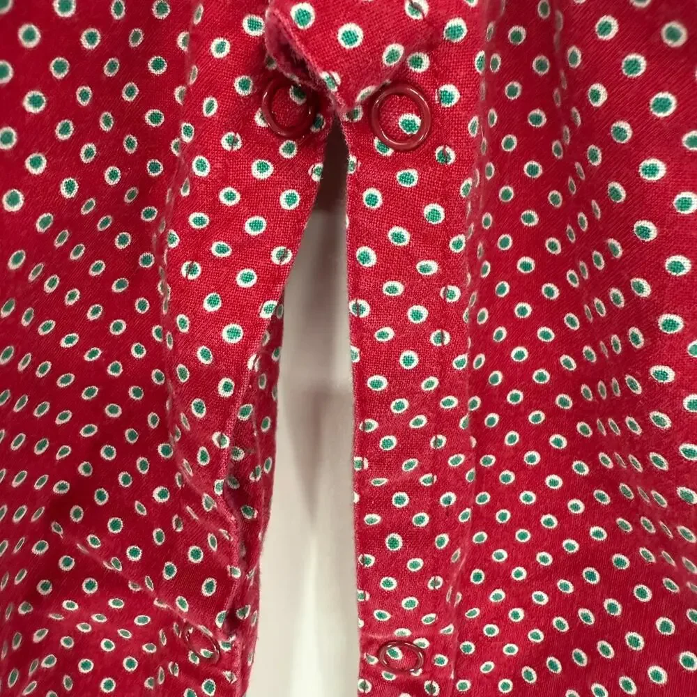 Vtg 80s Izod Lacoste Overalls Kids 24M Red Green White Dots Bibs Jumper Button